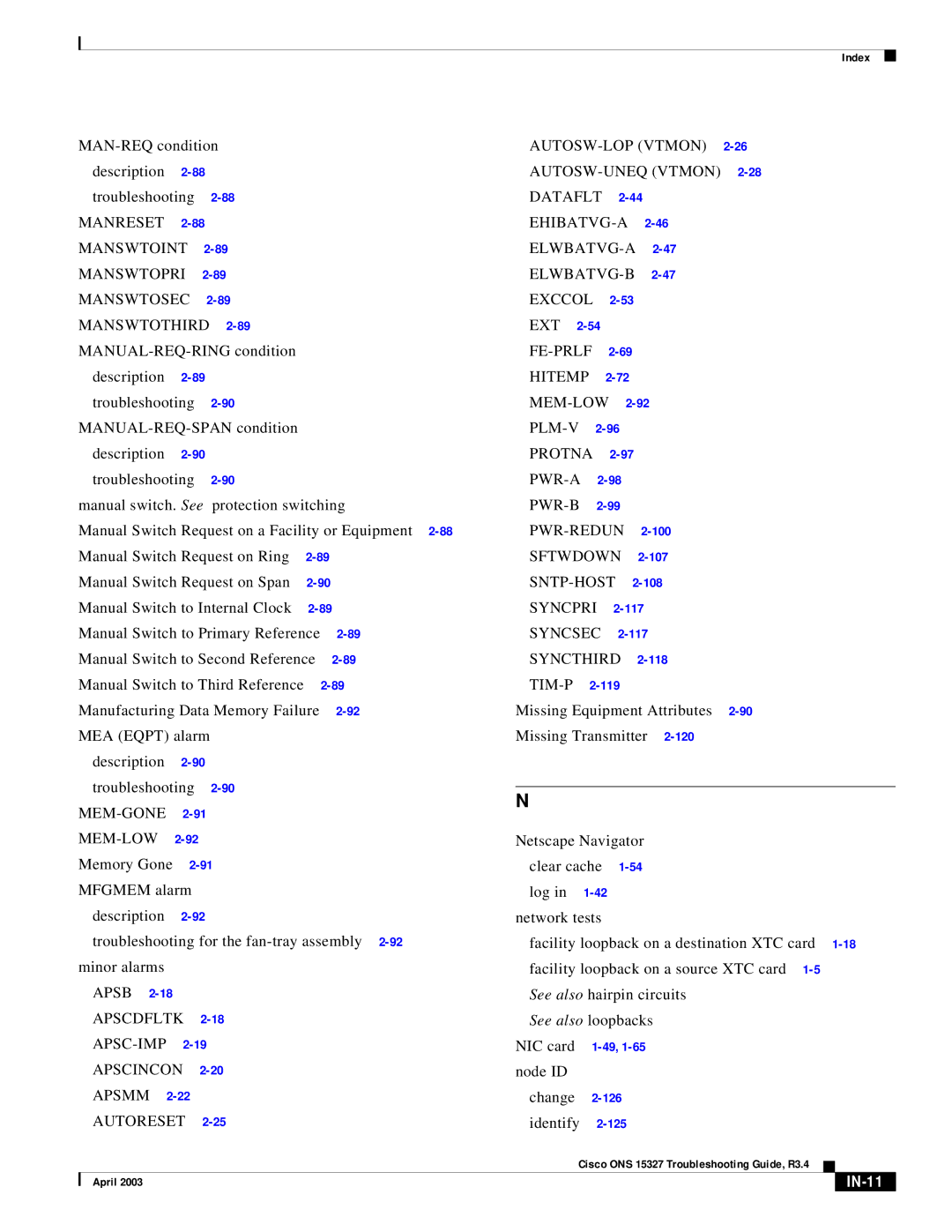 Cisco Systems ONS 15327 manual Protna, IN-11 