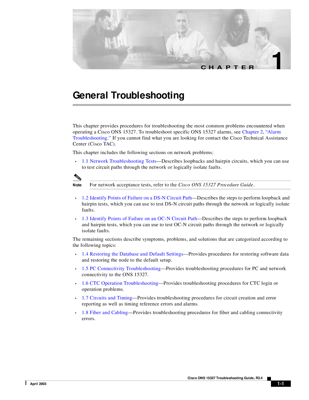 Cisco Systems ONS 15327 manual General Troubleshooting 