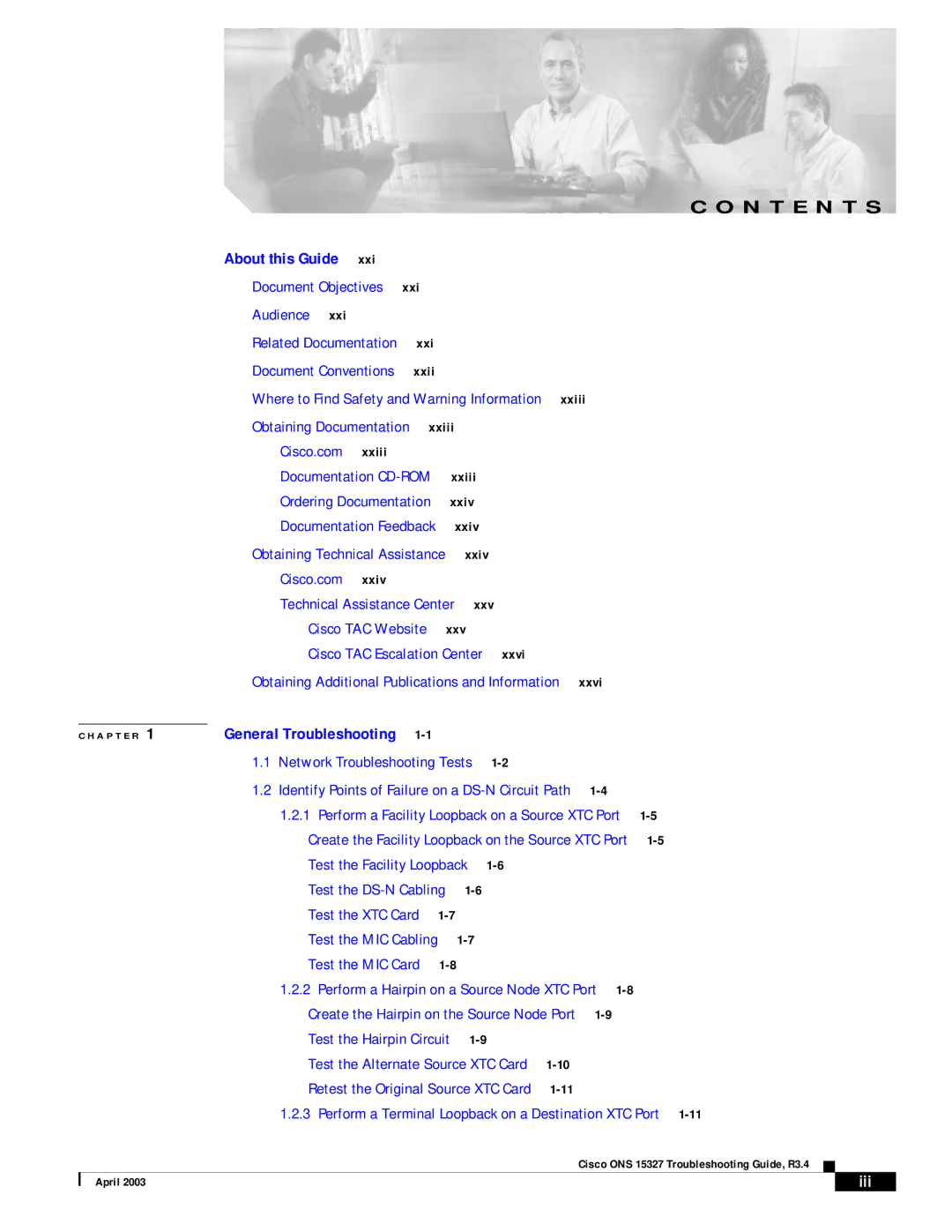 Cisco Systems ONS 15327 manual N T E N T S, Iii 