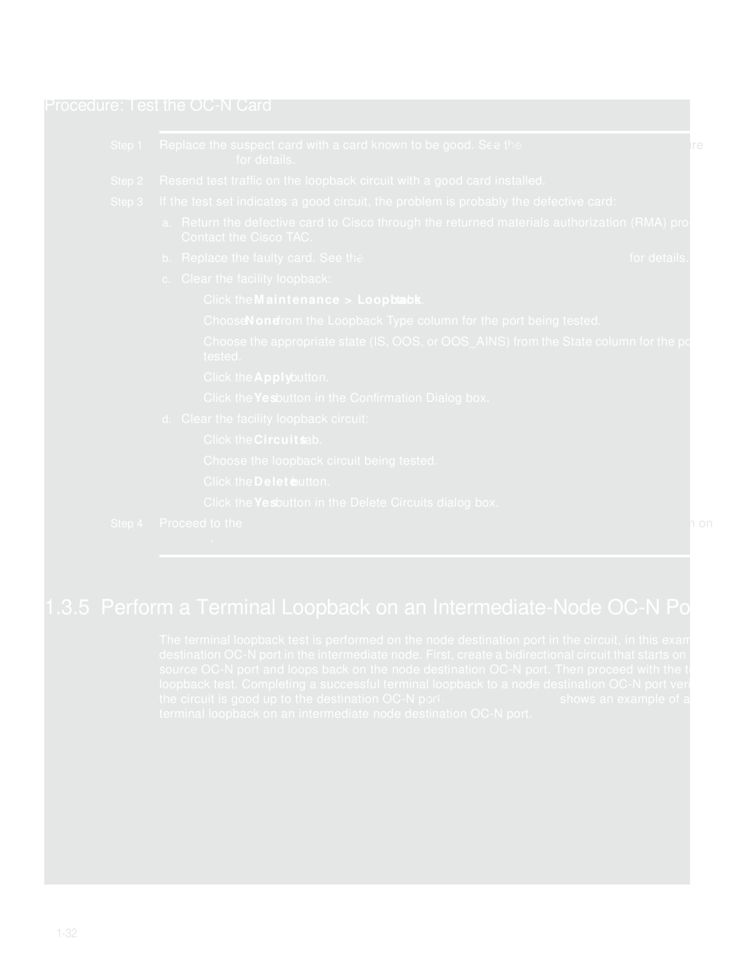 Cisco Systems ONS 15327 manual Procedure Test the OC-N Card 