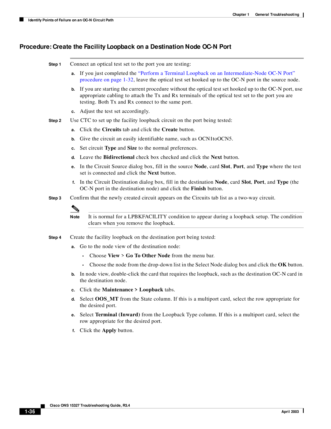 Cisco Systems ONS 15327 manual Connect an optical test set to the port you are testing 