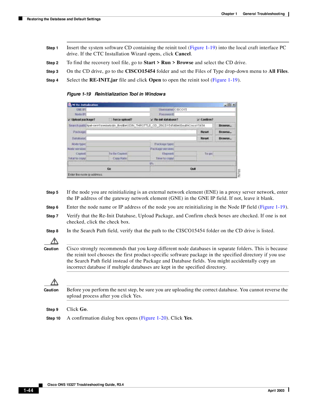 Cisco Systems ONS 15327 manual Confirmation dialog box opens -20. Click Yes 