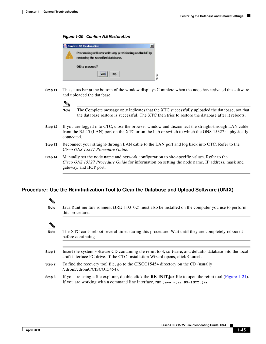 Cisco Systems ONS 15327 manual Confirm NE Restoration 