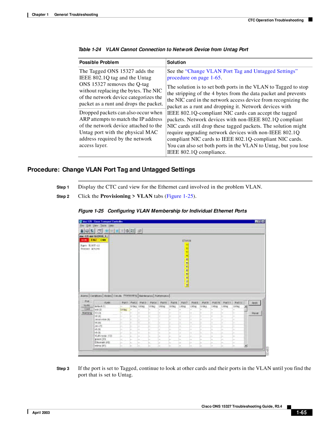 Cisco Systems ONS 15327 Procedure Change Vlan Port Tag and Untagged Settings, Click the Provisioning Vlan tabs Figure 