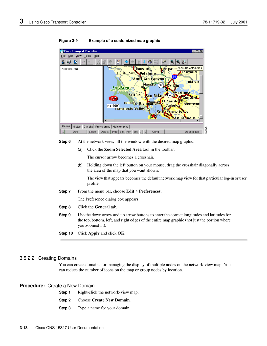 Cisco Systems ONS 15327 manual Creating Domains, Procedure Create a New Domain, Choose Create New Domain 