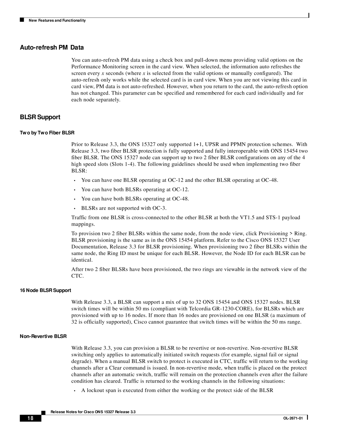 Cisco Systems ONS 15327 manual Auto-refresh PM Data, Blsr Support 