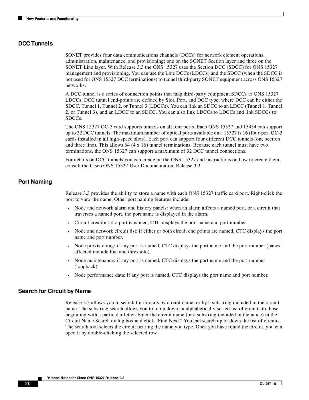 Cisco Systems ONS 15327 manual DCC Tunnels, Port Naming, Search for Circuit by Name 