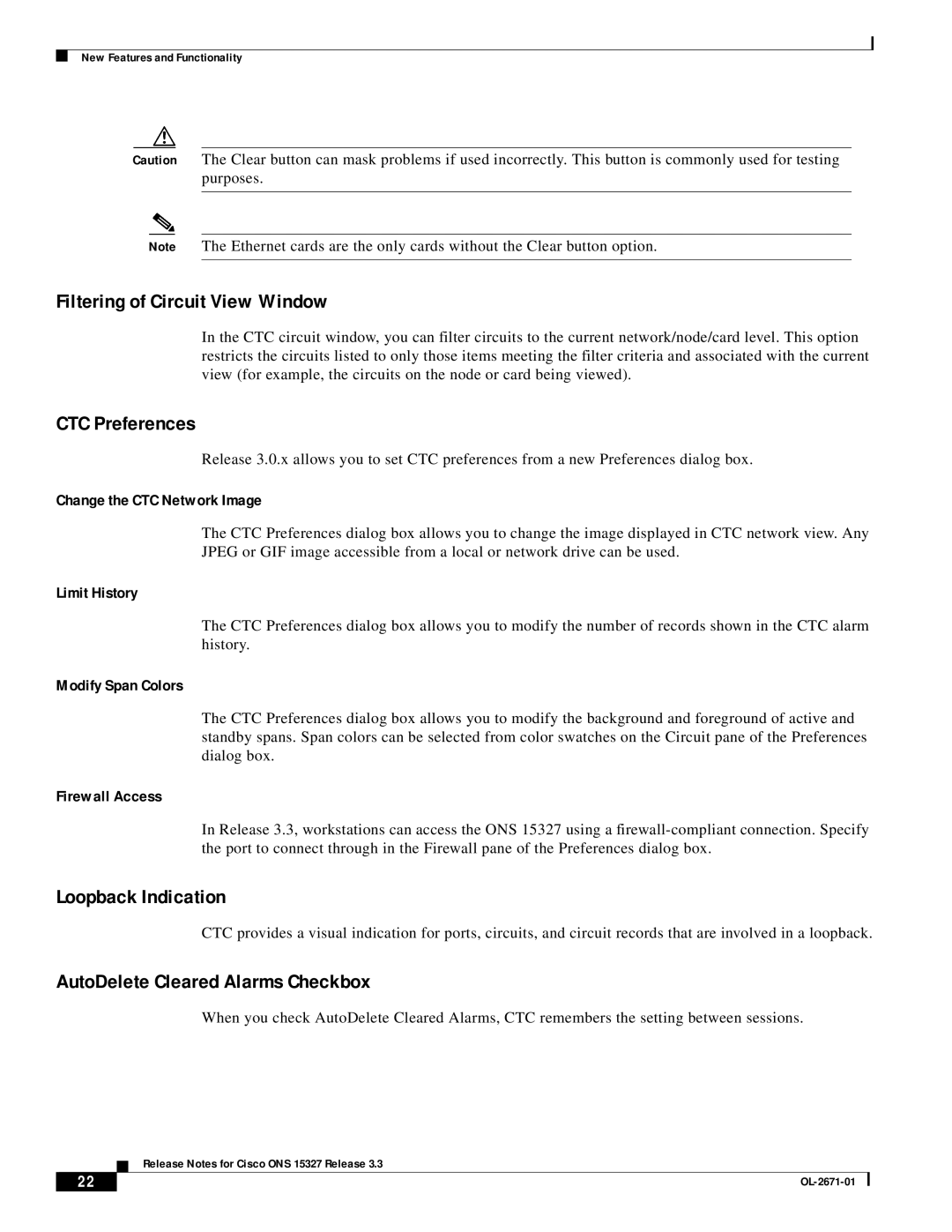 Cisco Systems ONS 15327 manual Filtering of Circuit View Window, CTC Preferences, Loopback Indication 