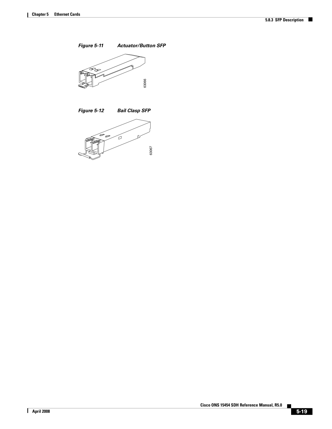 Cisco Systems ONS 15454 SDH specifications Actuator/Button SFP 