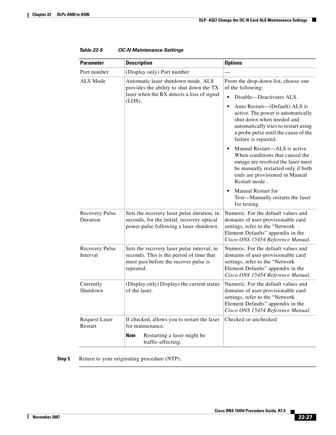 Cisco Systems manual Cisco ONS 15454 Reference Manual, 22-27 