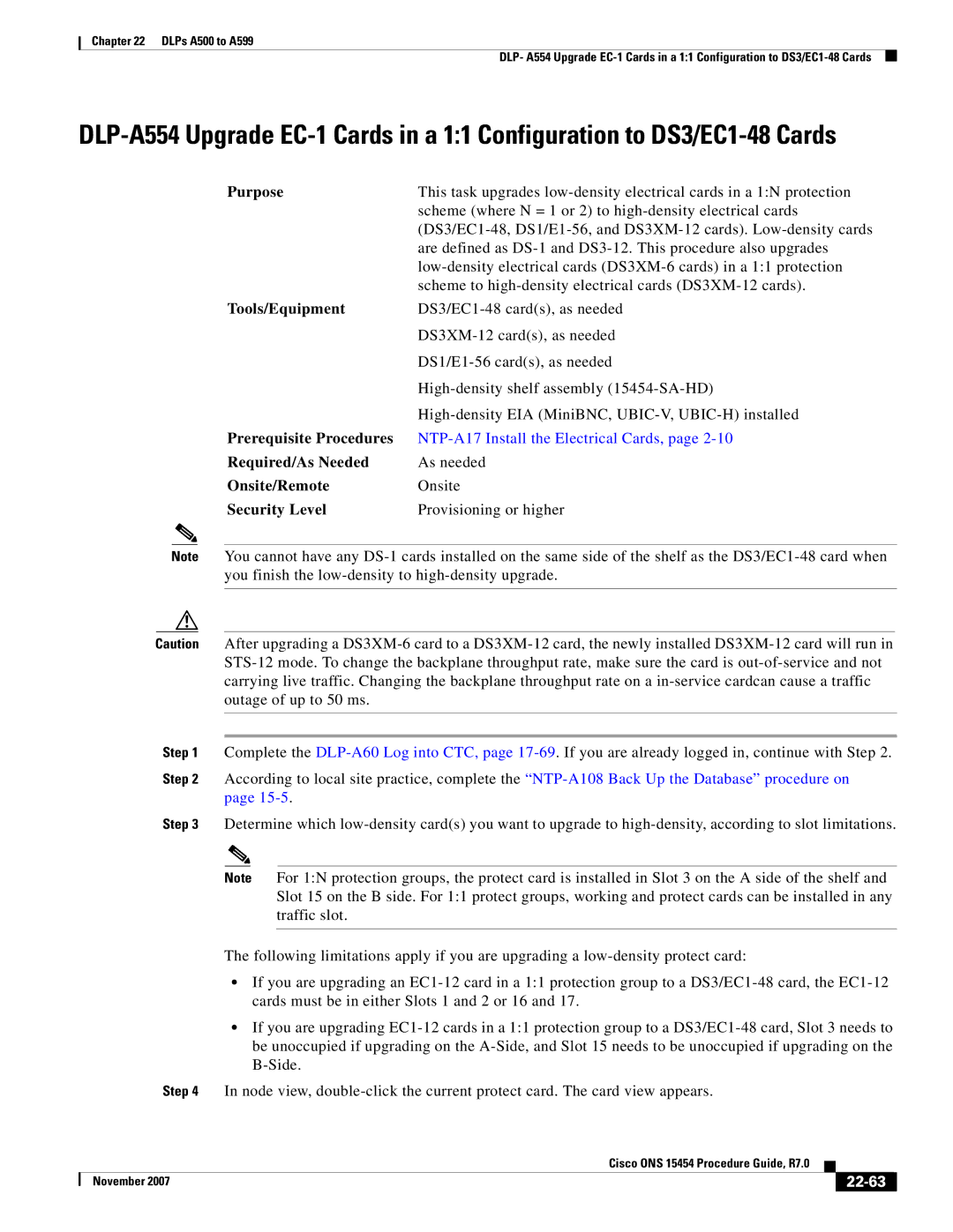 Cisco Systems ONS 15454 manual Purpose, 22-63 