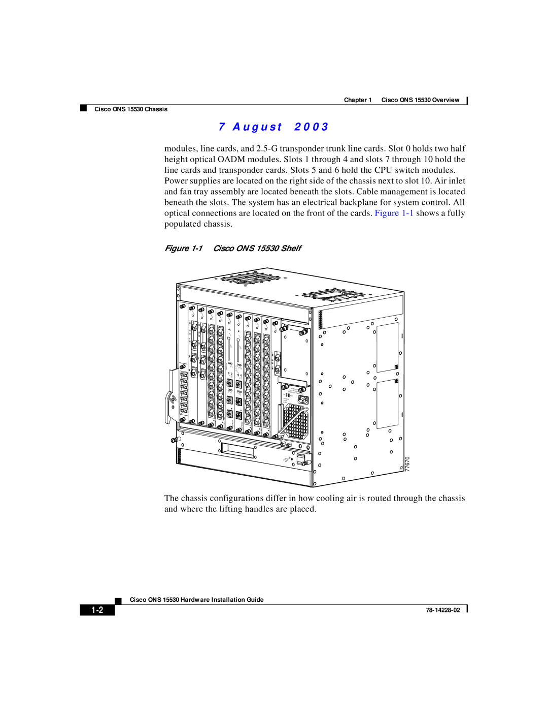 Cisco Systems manual Cisco ONS 15530 Shelf 