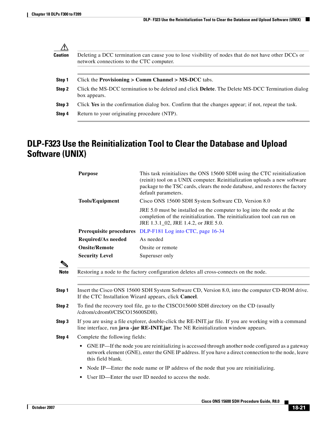 Cisco Systems ONS 15600 SDH manual Click the Provisioning Comm Channel MS-DCC tabs, 18-21 