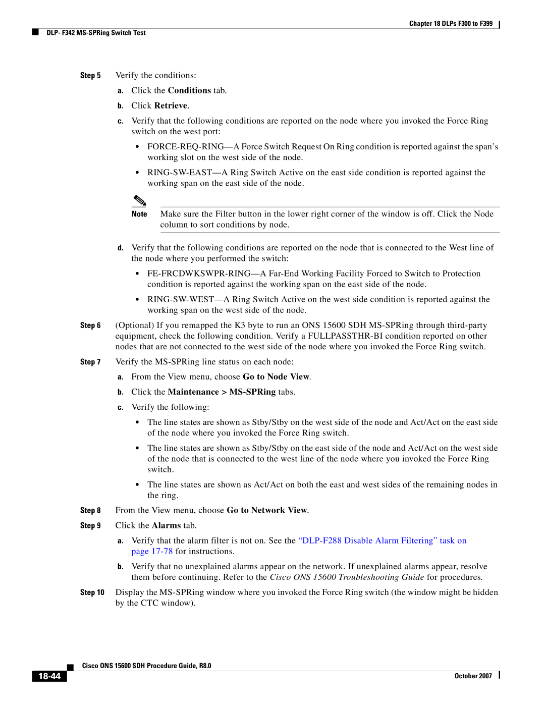 Cisco Systems ONS 15600 SDH manual Click Retrieve, Click the Maintenance MS-SPRing tabs, 18-44 