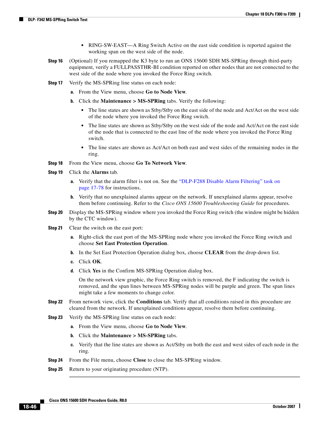 Cisco Systems ONS 15600 SDH manual 18-46 