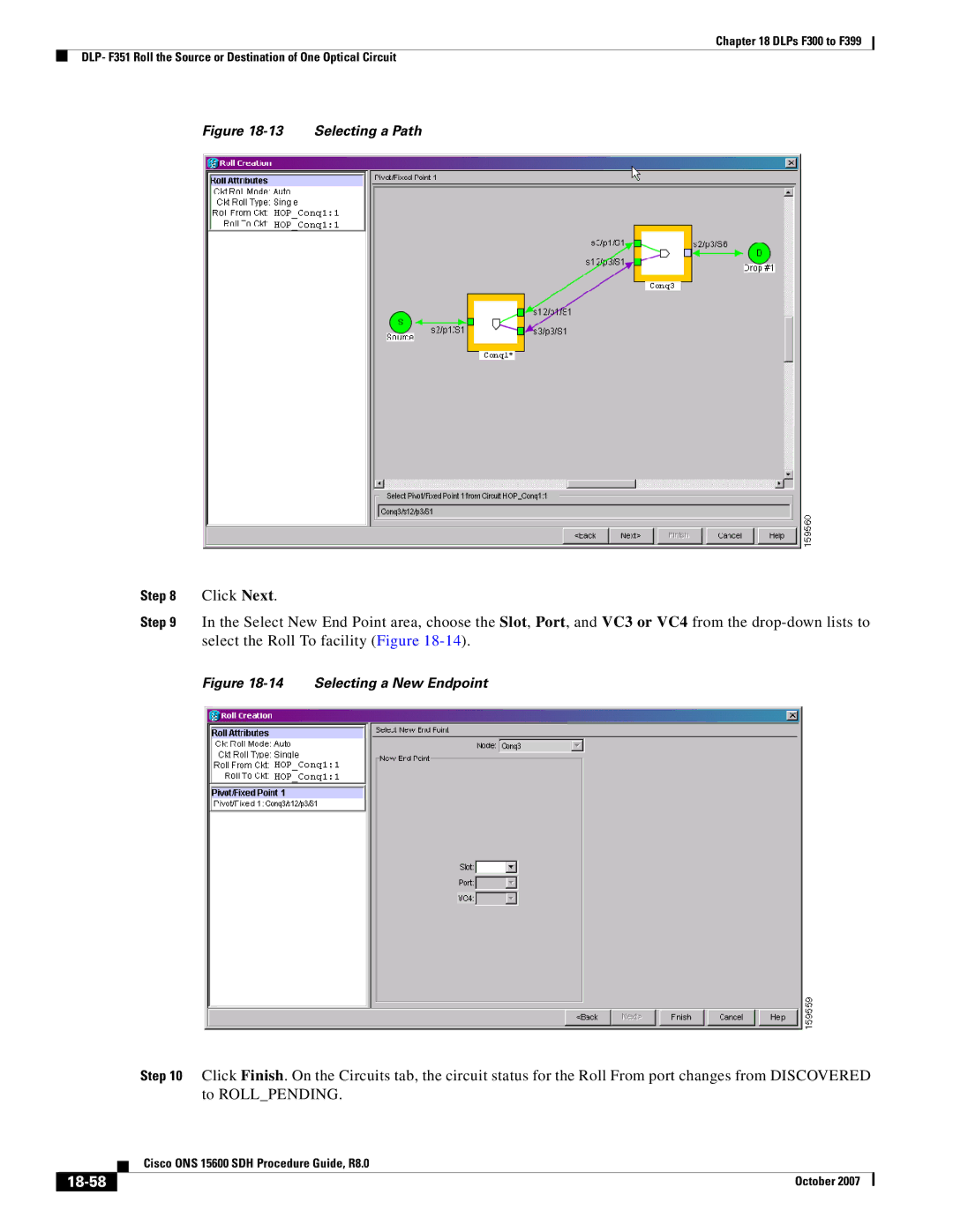 Cisco Systems ONS 15600 SDH manual 18-58, Selecting a New Endpoint 