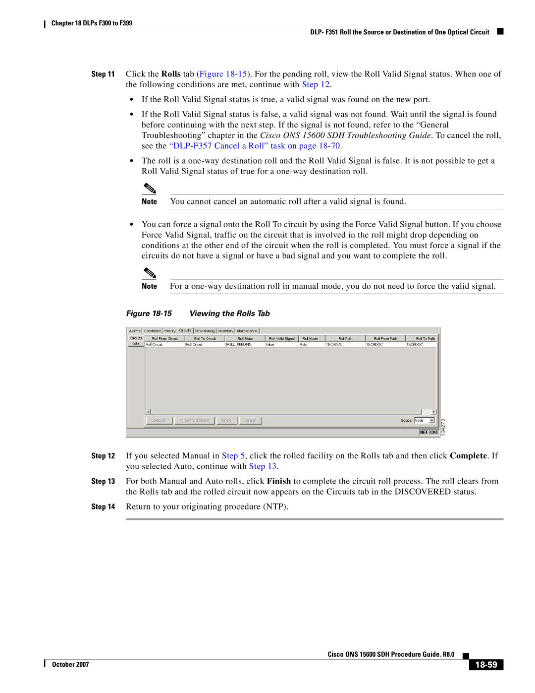 Cisco Systems ONS 15600 SDH manual 18-59, Viewing the Rolls Tab 