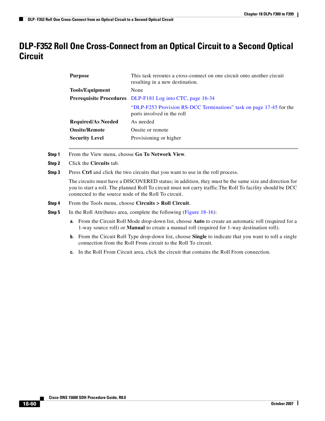 Cisco Systems ONS 15600 SDH manual Purpose, 18-60 