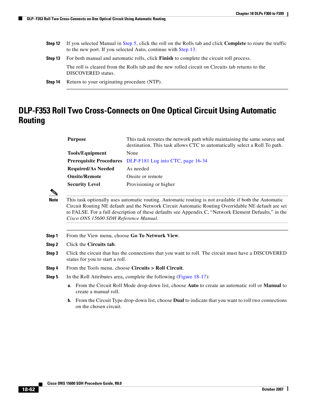 Cisco Systems ONS 15600 SDH manual Click the Circuits tab, 18-62 