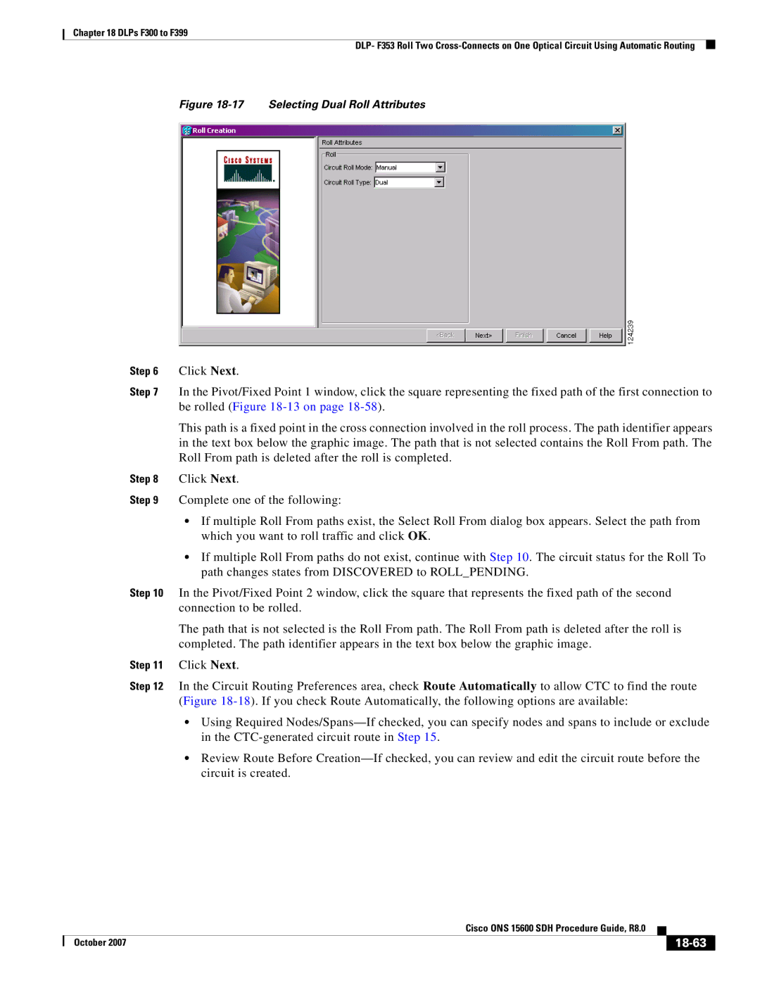 Cisco Systems ONS 15600 SDH manual 18-63, Selecting Dual Roll Attributes 