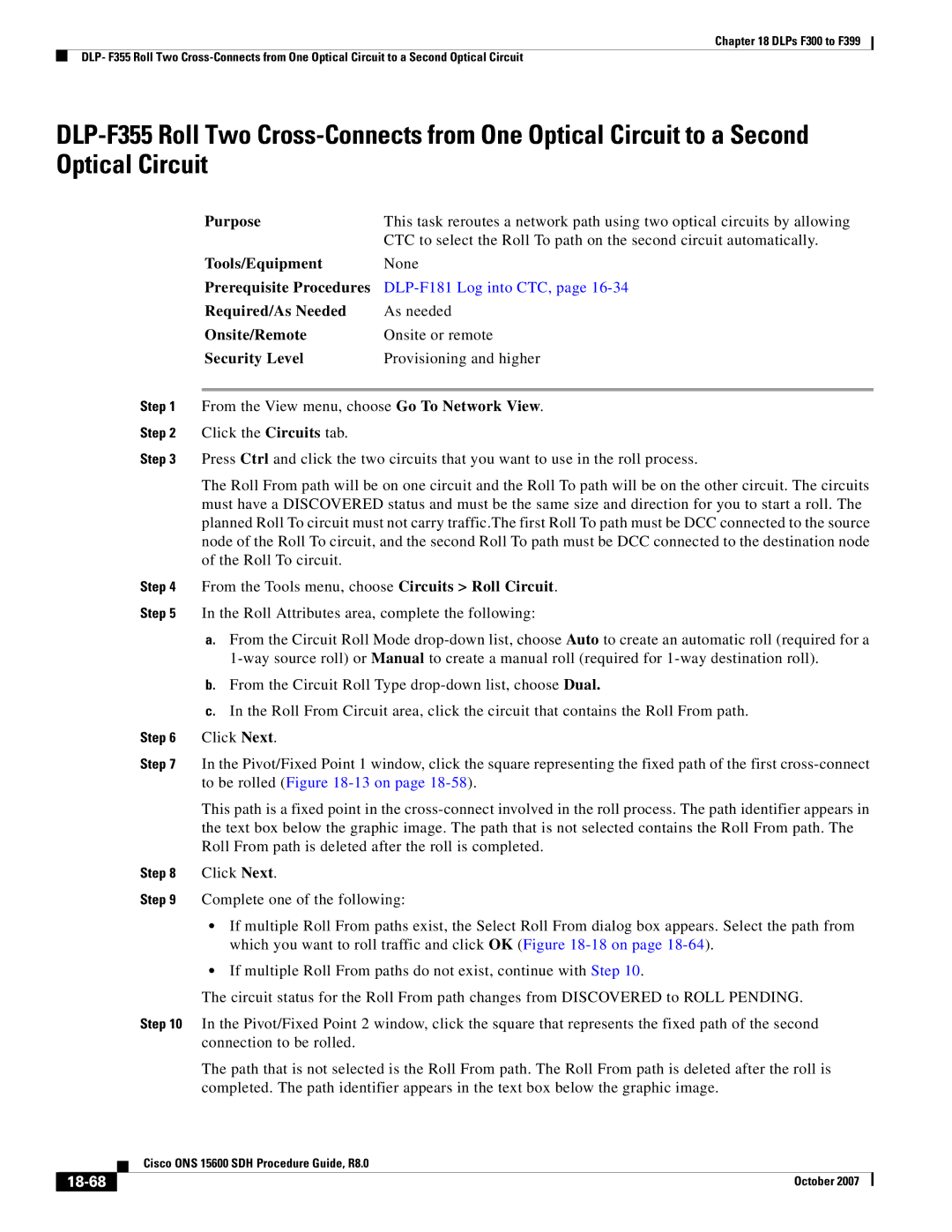 Cisco Systems ONS 15600 SDH manual 18-68 