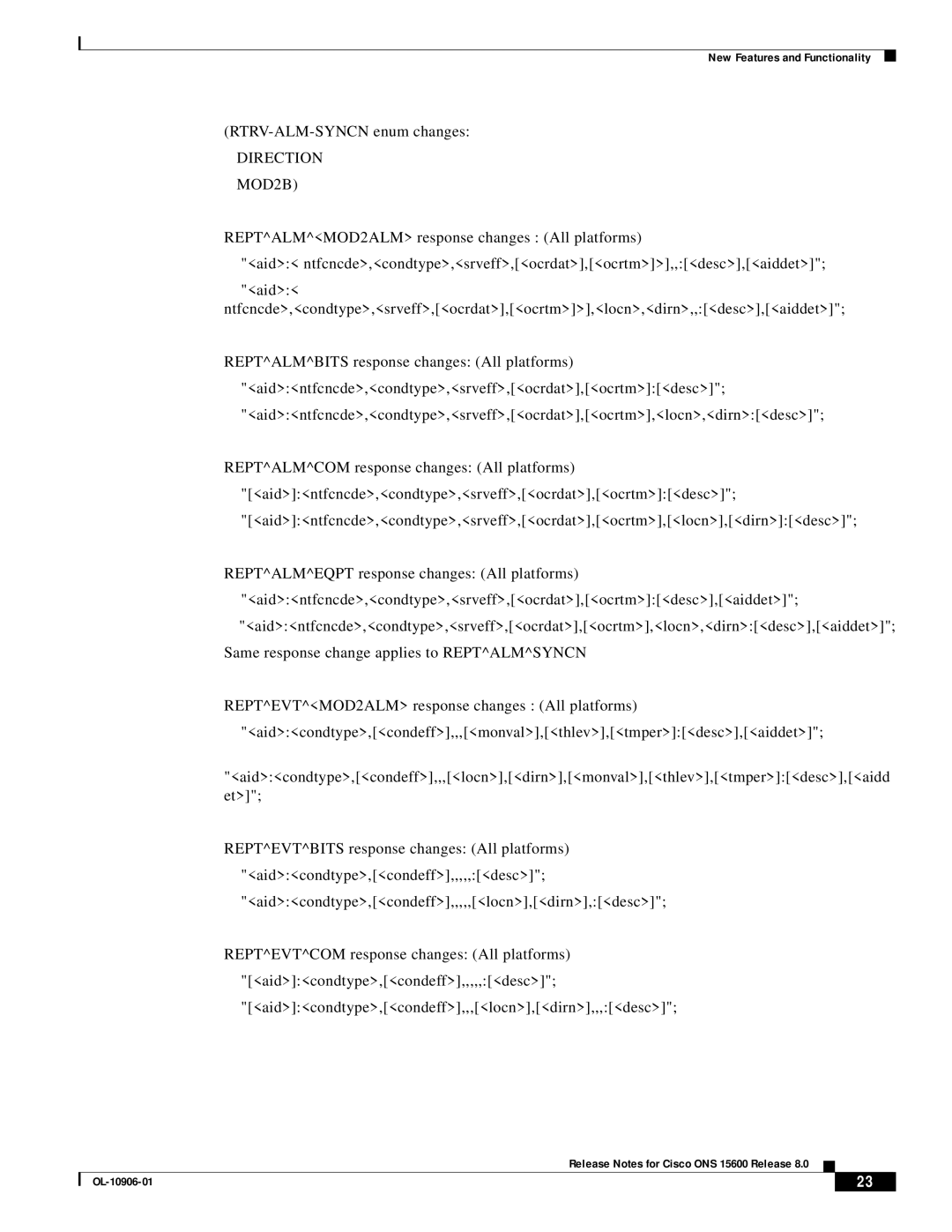 Cisco Systems ONS 15600 manual RTRV-ALM-SYNCN enum changes 