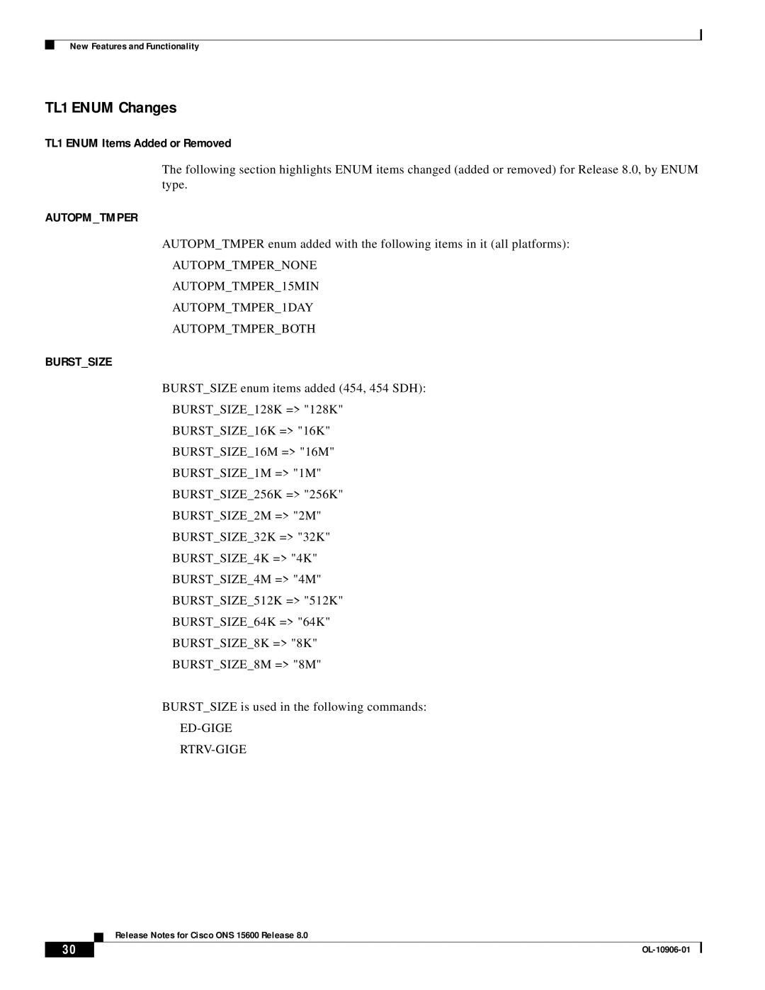 Cisco Systems ONS 15600 manual TL1 Enum Changes 