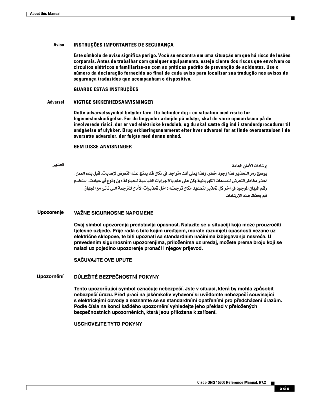 Cisco Systems ONS 15600 manual GEM Disse Anvisninger, Xxix 