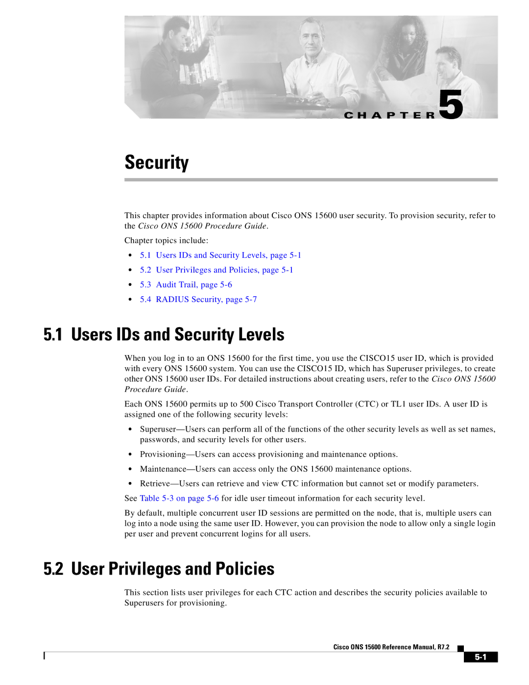 Cisco Systems ONS 15600 manual Users IDs and Security Levels, User Privileges and Policies 