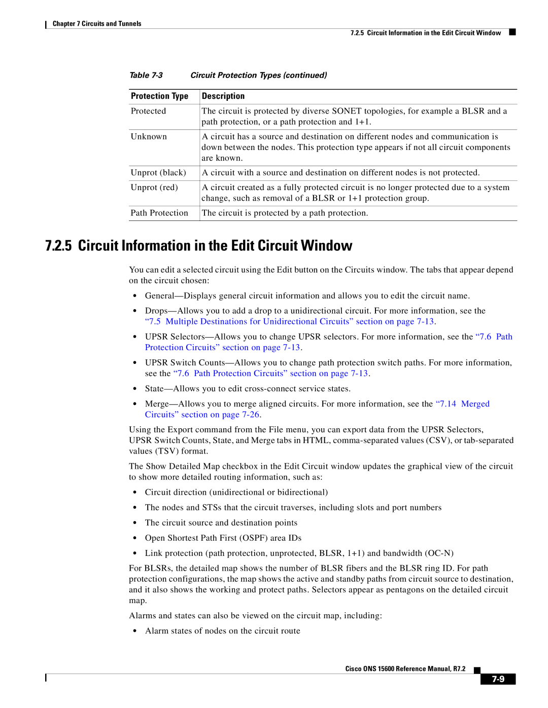 Cisco Systems ONS 15600 manual Circuit Information in the Edit Circuit Window 