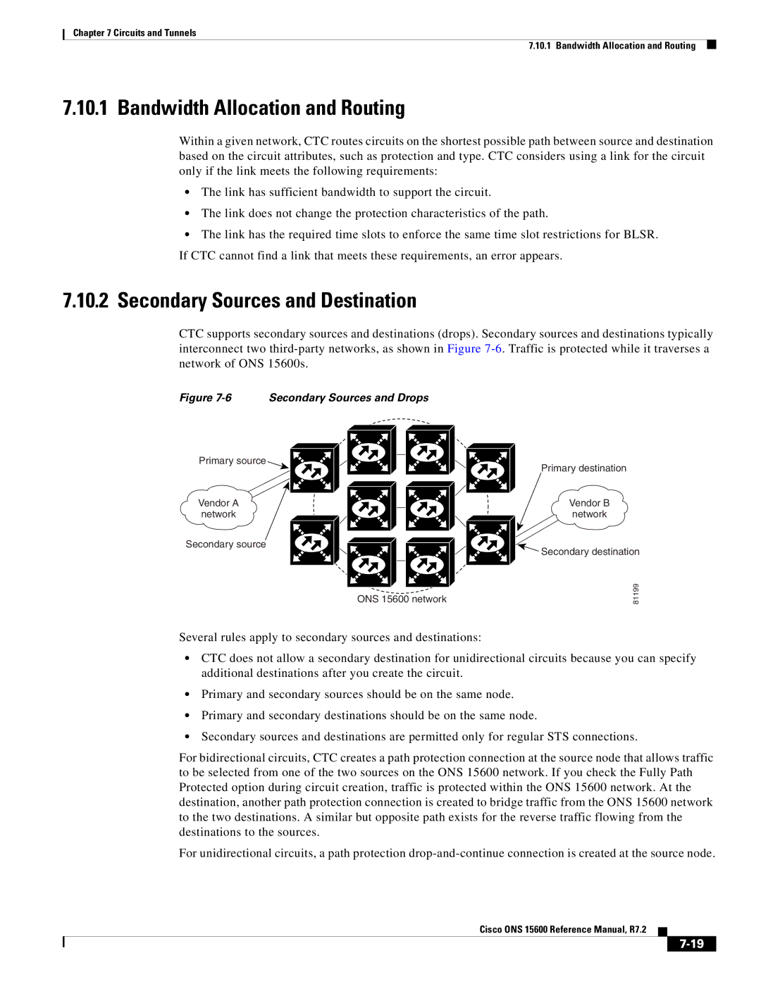 Cisco Systems ONS 15600 manual Bandwidth Allocation and Routing, Secondary Sources and Destination 