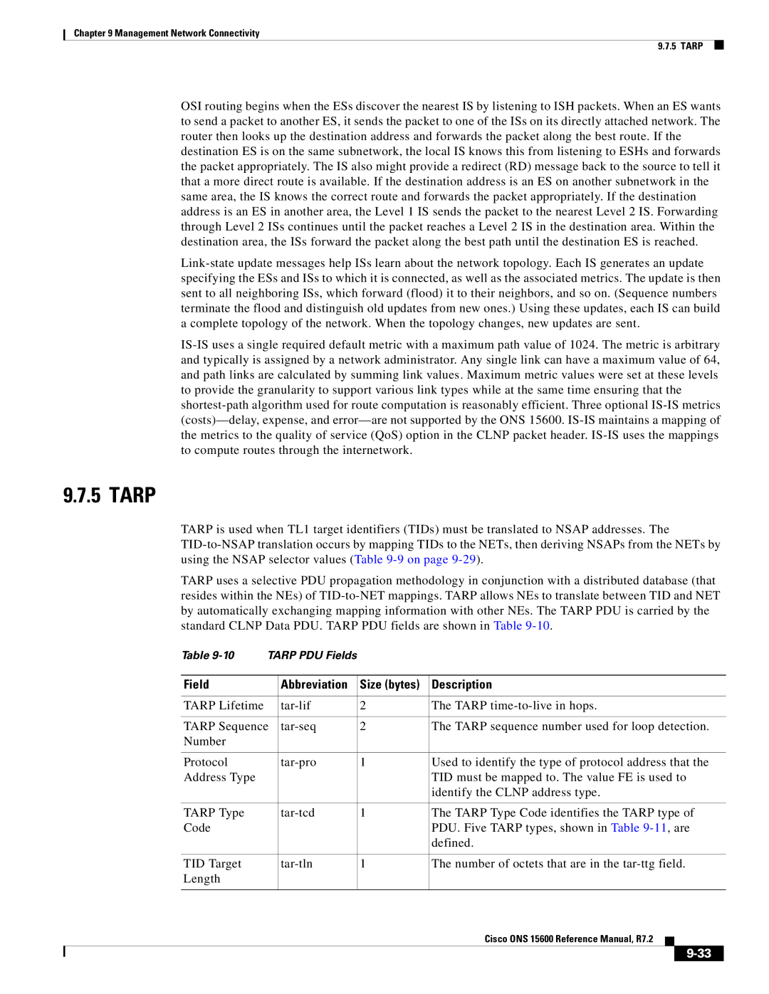 Cisco Systems ONS 15600 manual Tarp, Field Abbreviation Size bytes Description 