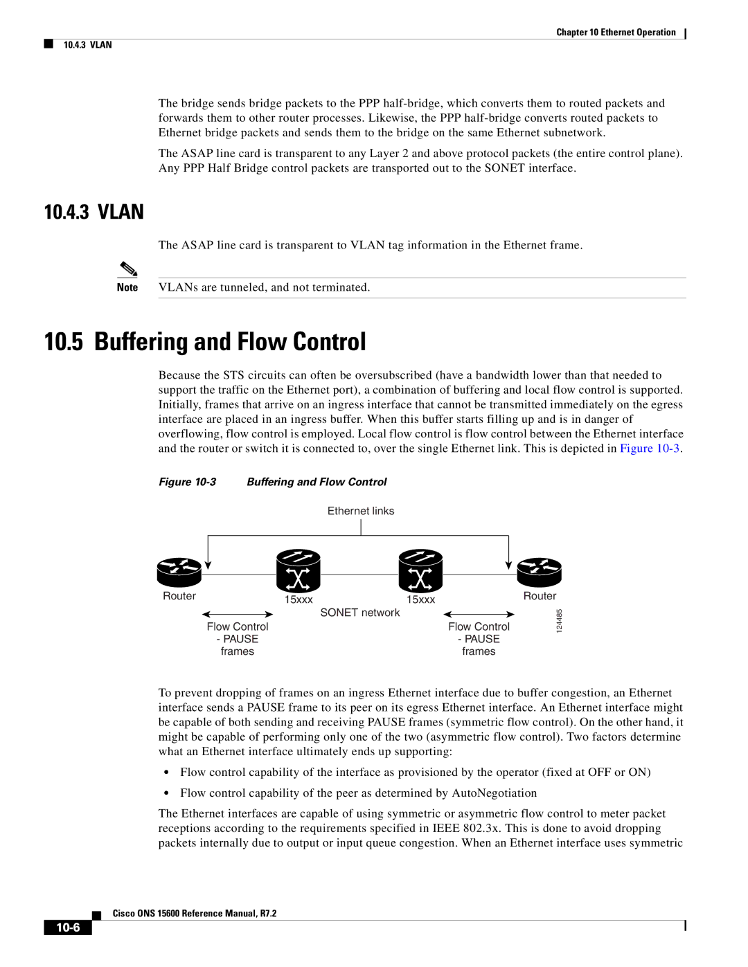 Cisco Systems ONS 15600 manual Buffering and Flow Control, Vlan, 10-6 