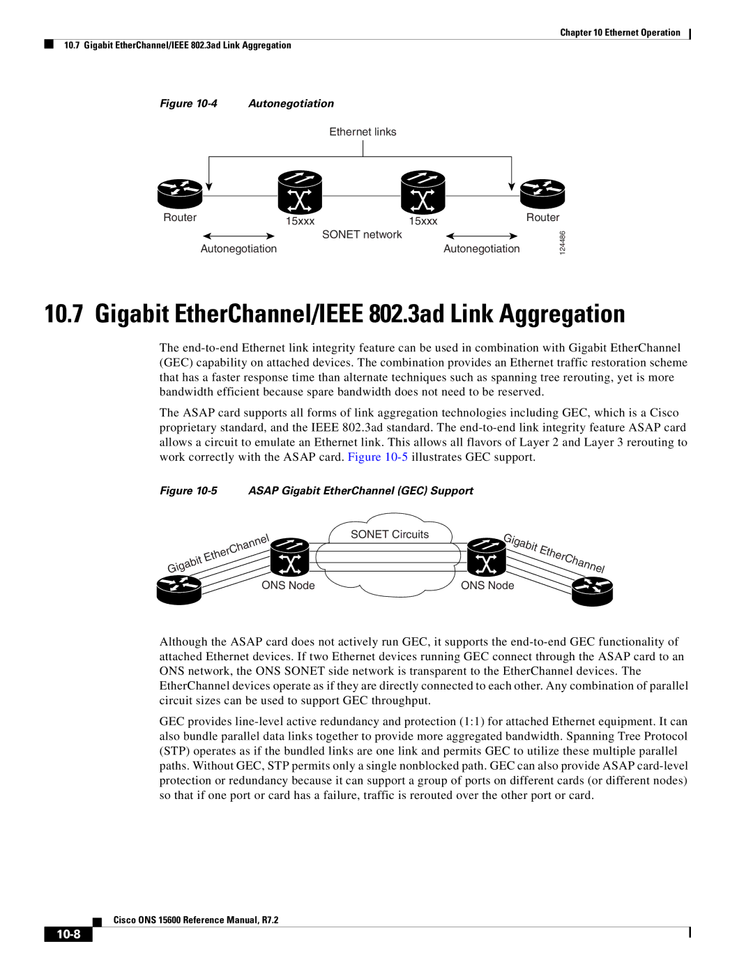 Cisco Systems ONS 15600 manual Gigabit EtherChannel/IEEE 802.3ad Link Aggregation, 10-8 