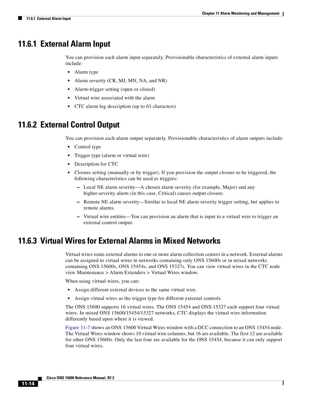 Cisco Systems ONS 15600 External Alarm Input, External Control Output, Virtual Wires for External Alarms in Mixed Networks 