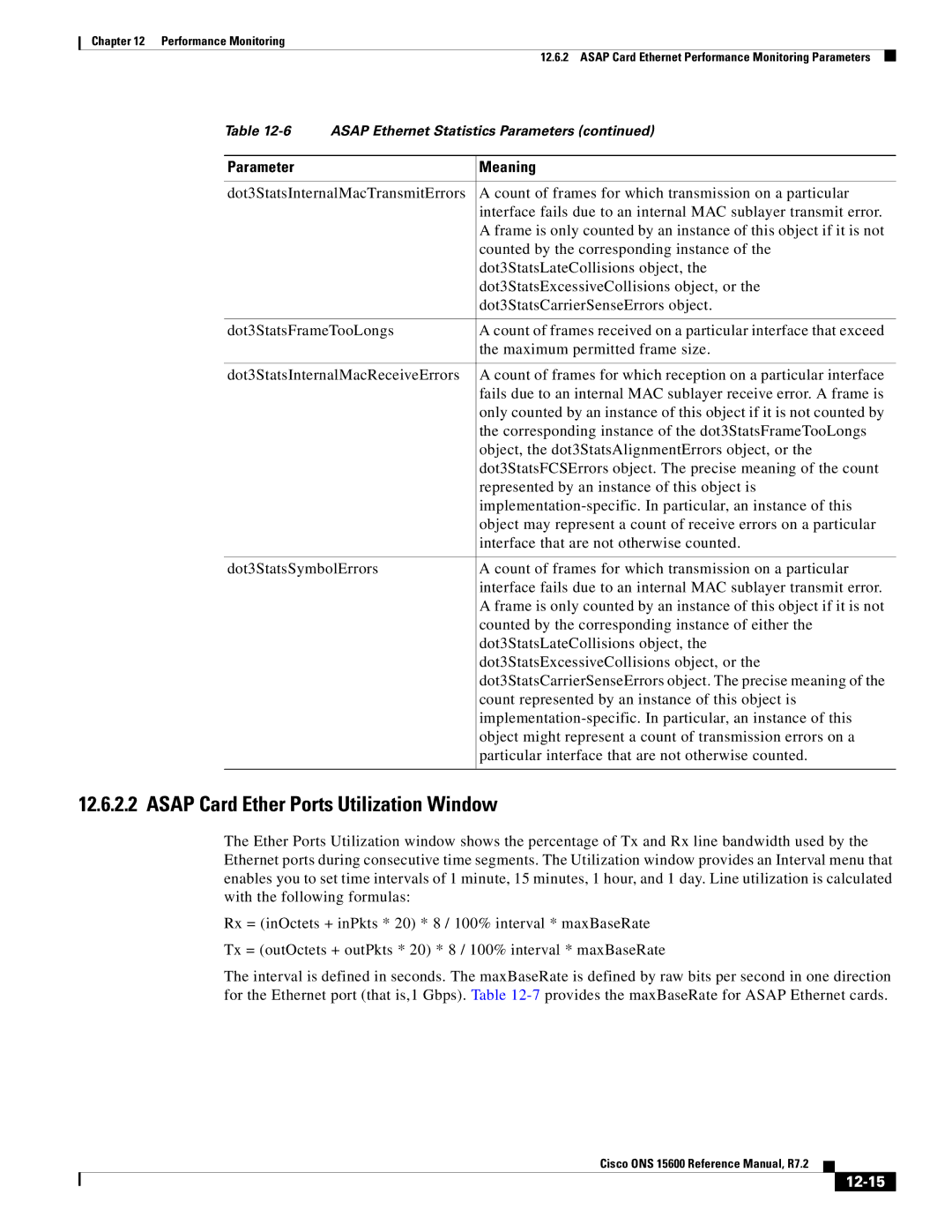 Cisco Systems ONS 15600 manual Asap Card Ether Ports Utilization Window, 12-15 