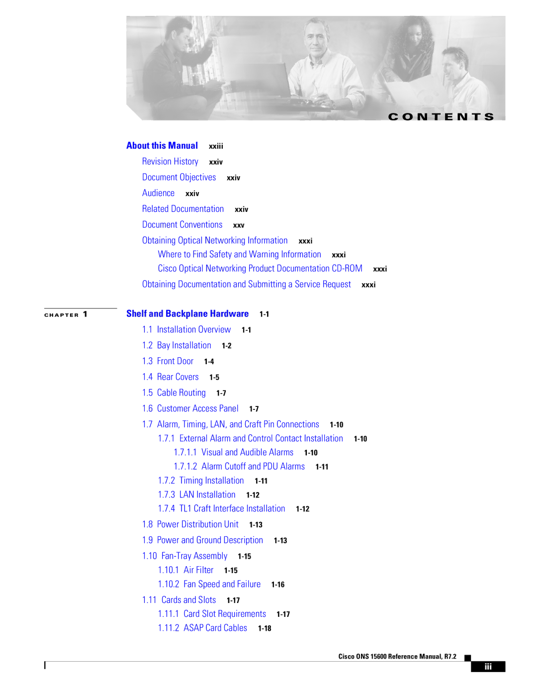 Cisco Systems ONS 15600 manual N T E N T S, Iii 