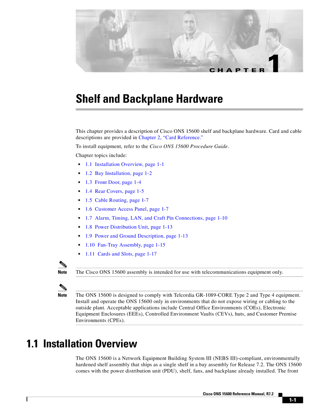 Cisco Systems ONS 15600 manual Shelf and Backplane Hardware, Installation Overview 