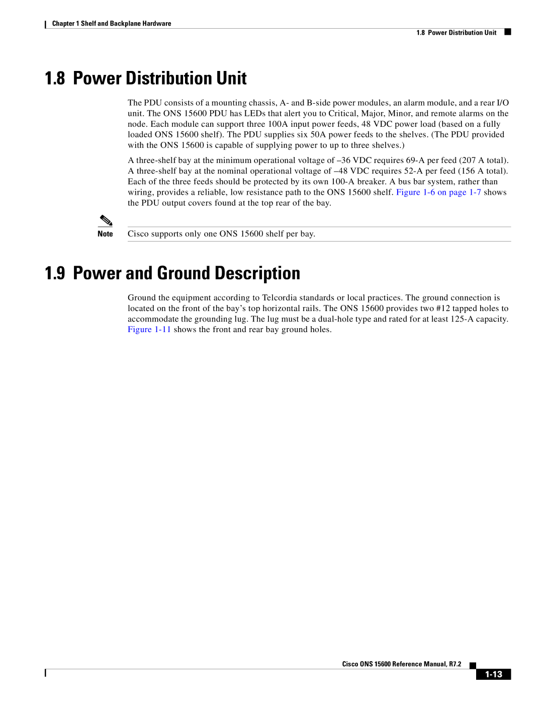 Cisco Systems ONS 15600 manual Power Distribution Unit, Power and Ground Description 