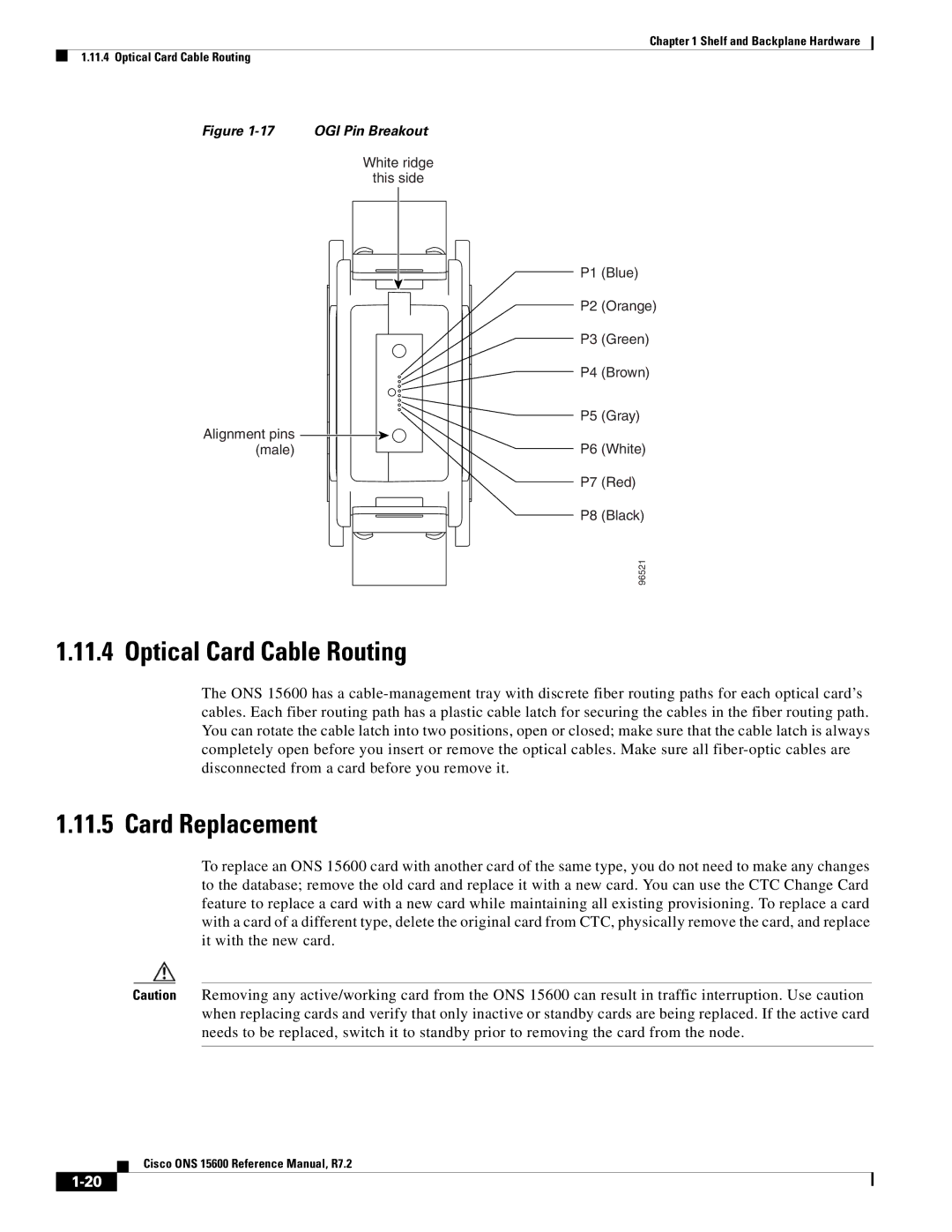 Cisco Systems ONS 15600 manual Optical Card Cable Routing, Card Replacement 