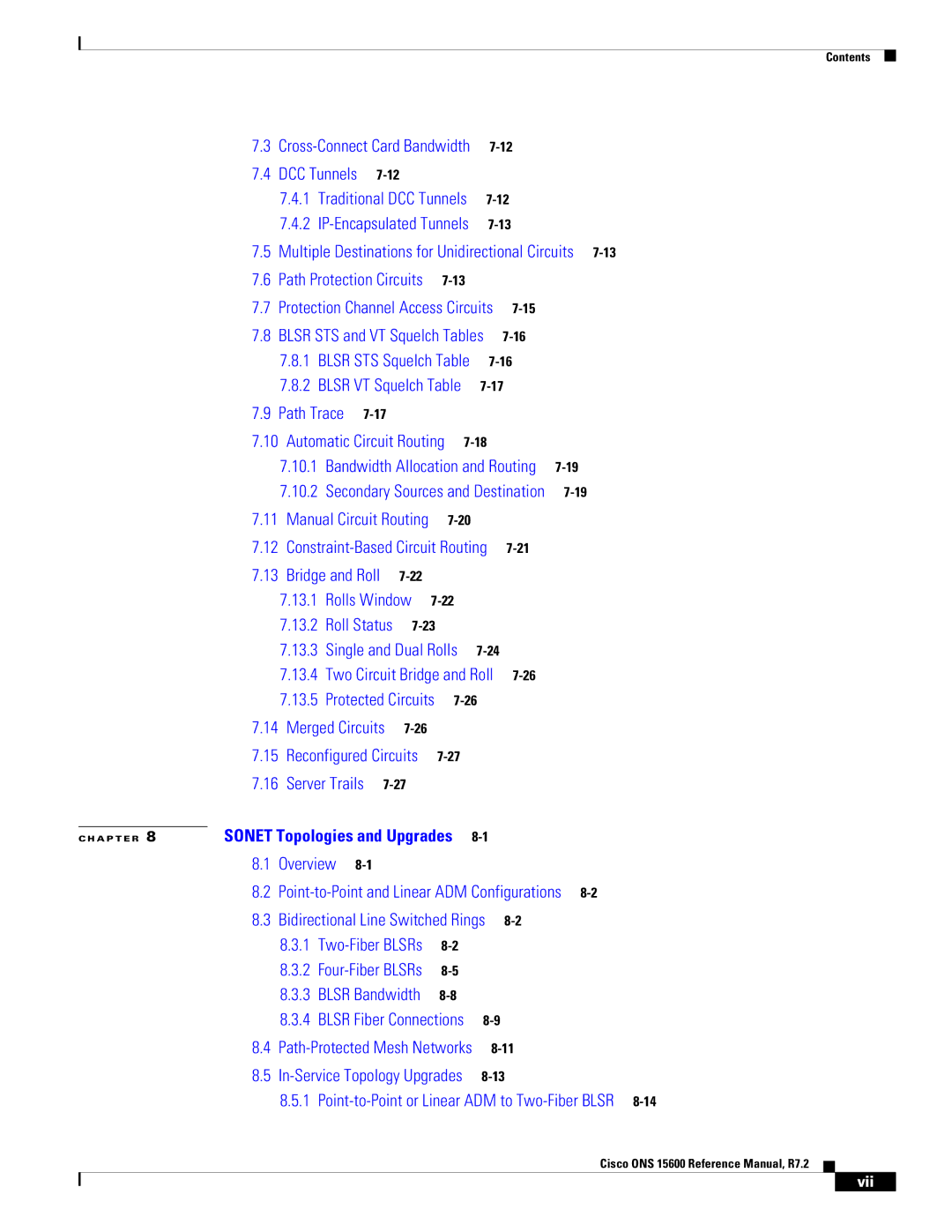 Cisco Systems ONS 15600 manual Path Protection Circuits, Vii 