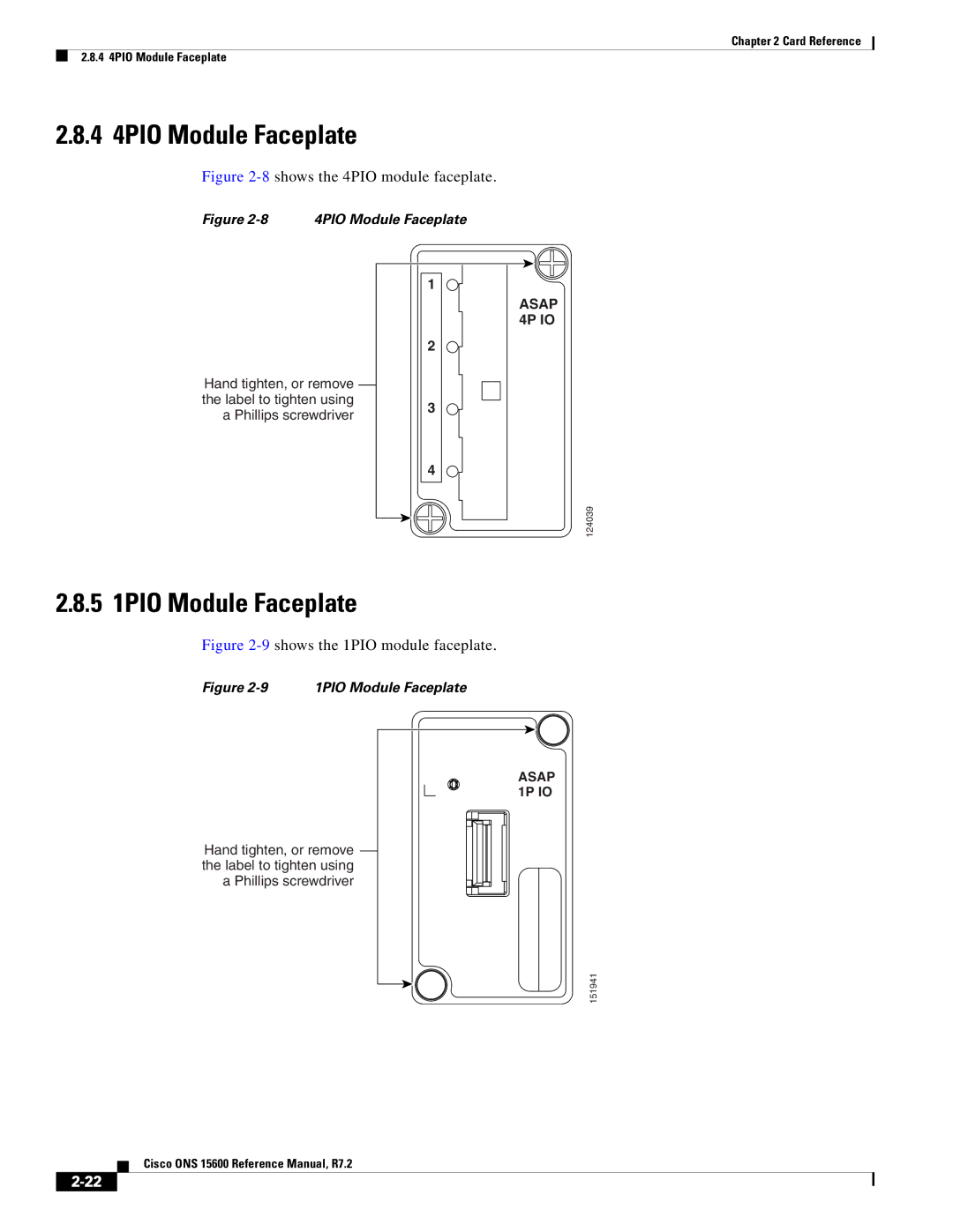 Cisco Systems ONS 15600 manual 5 1PIO Module Faceplate, 9shows the 1PIO module faceplate 