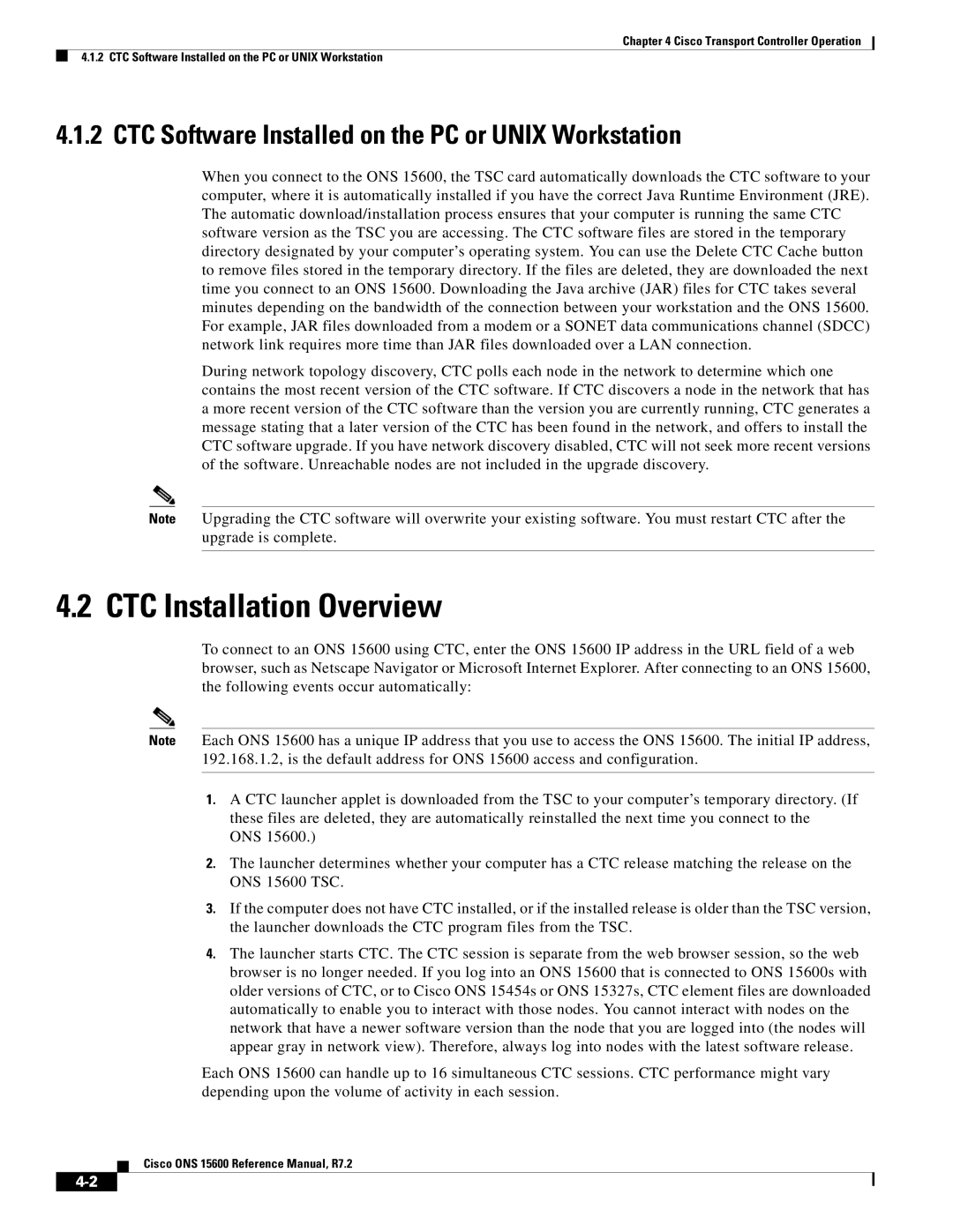 Cisco Systems ONS 15600 manual CTC Installation Overview, CTC Software Installed on the PC or Unix Workstation 