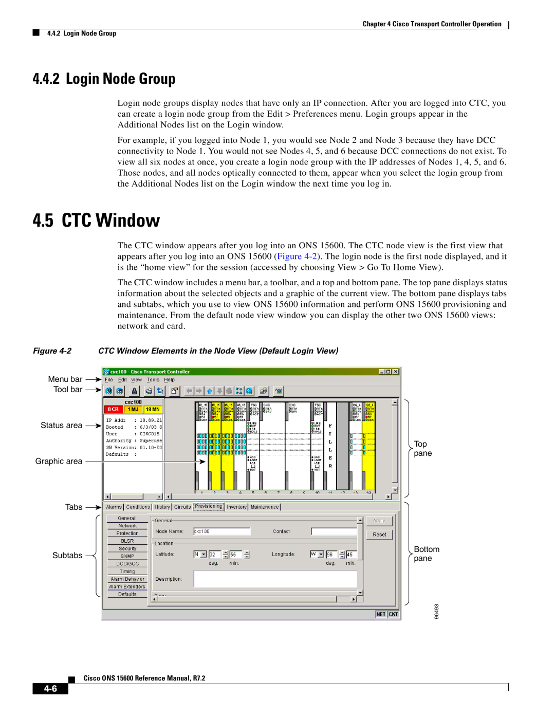 Cisco Systems ONS 15600 manual CTC Window, Login Node Group 