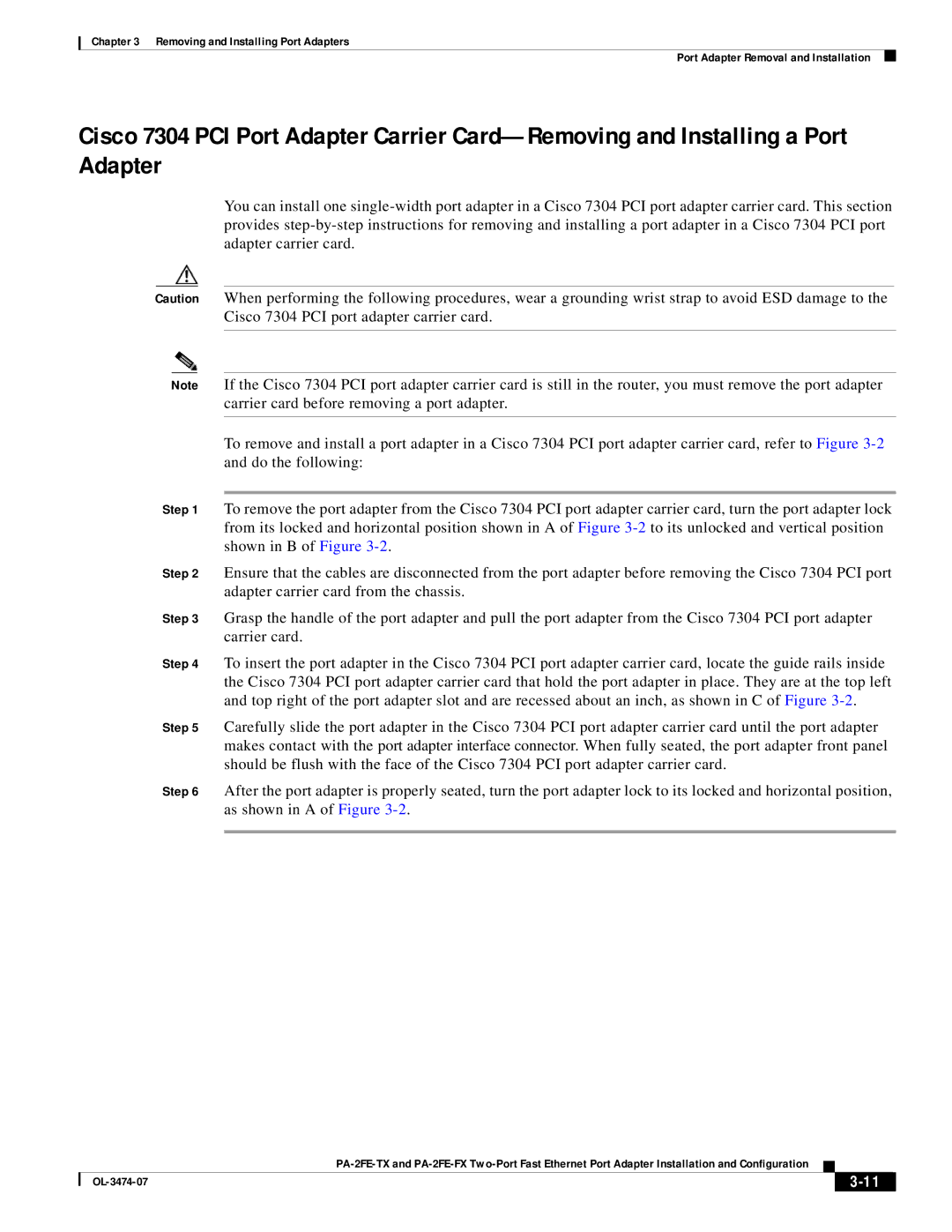 Cisco Systems PA-2FE-FX, PA-2FE-TX manual 