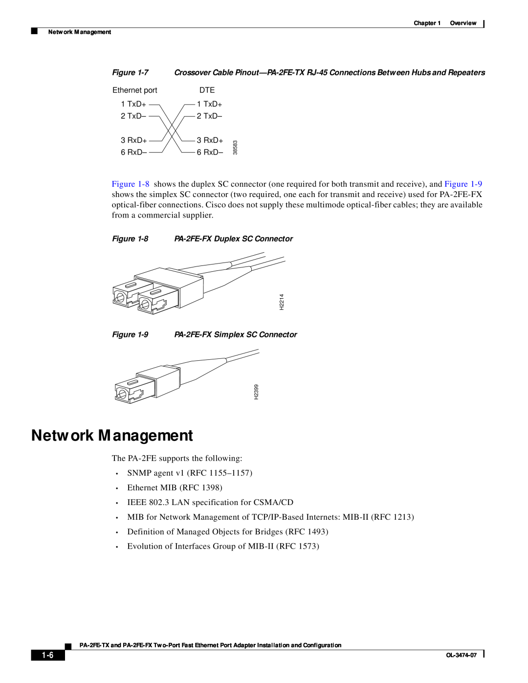 Cisco Systems PA-2FE-TX, PA-2FE-FX manual Network Management 