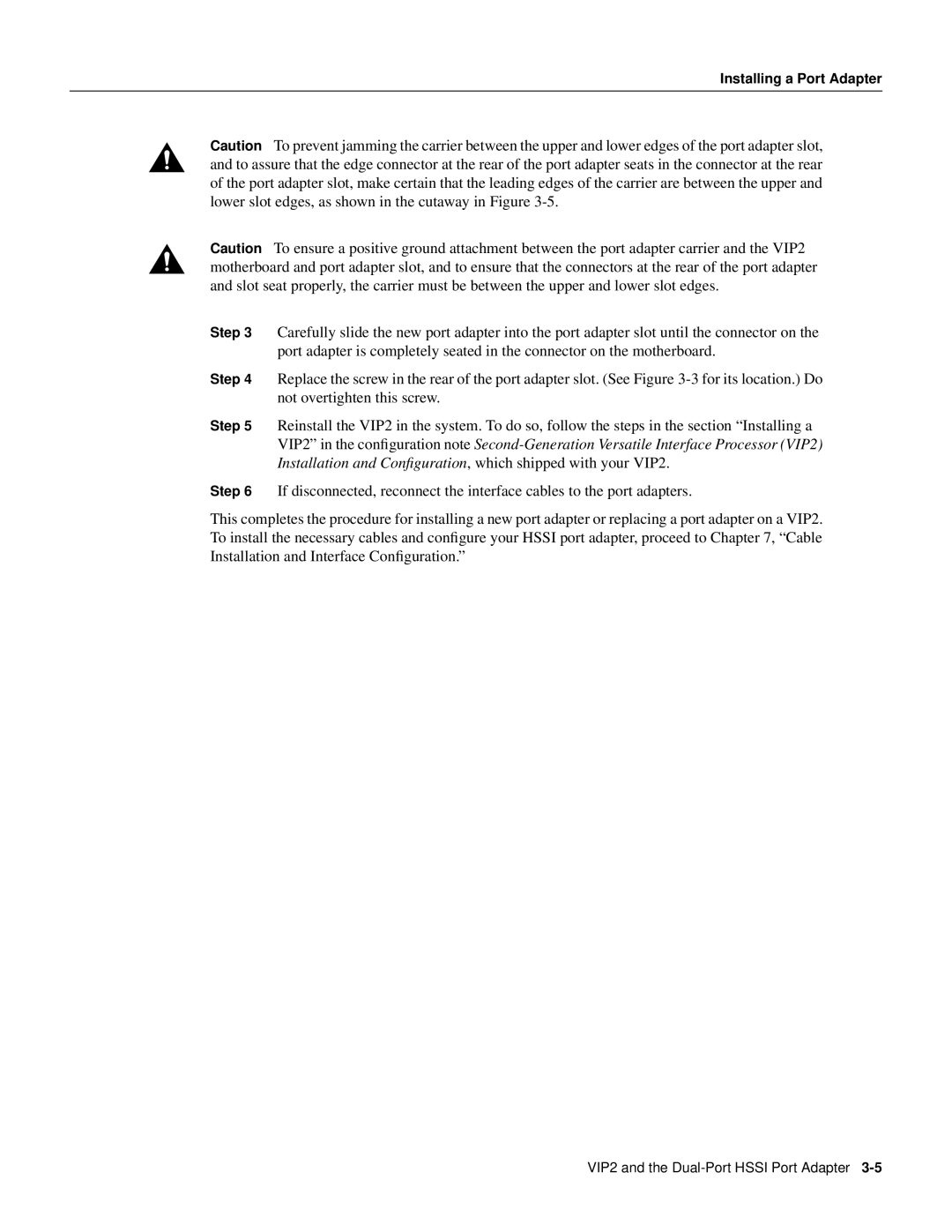 Cisco Systems PA-2H manual Installing a Port Adapter 