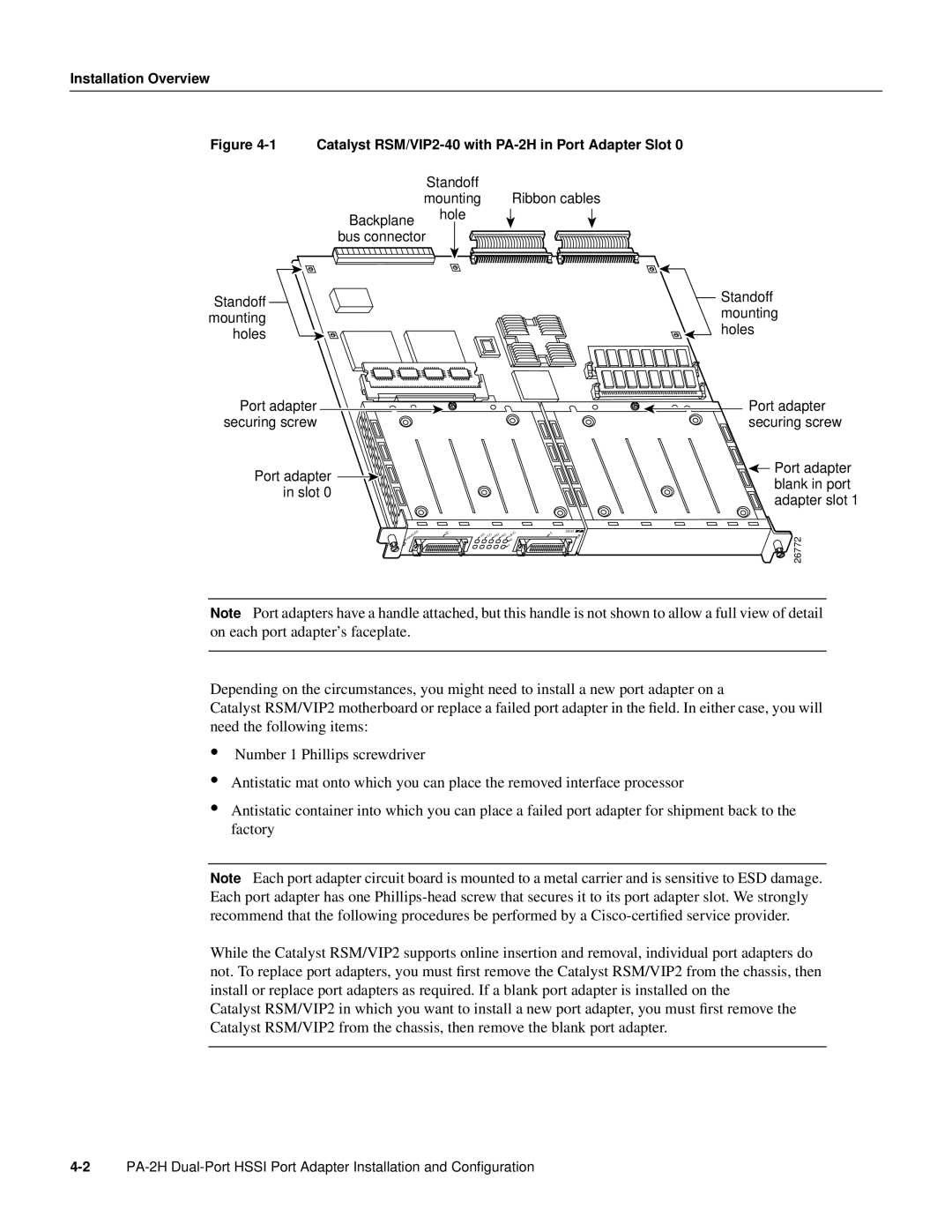 Cisco Systems manual Catalyst RSM/VIP2-40 with PA-2H in Port Adapter Slot 