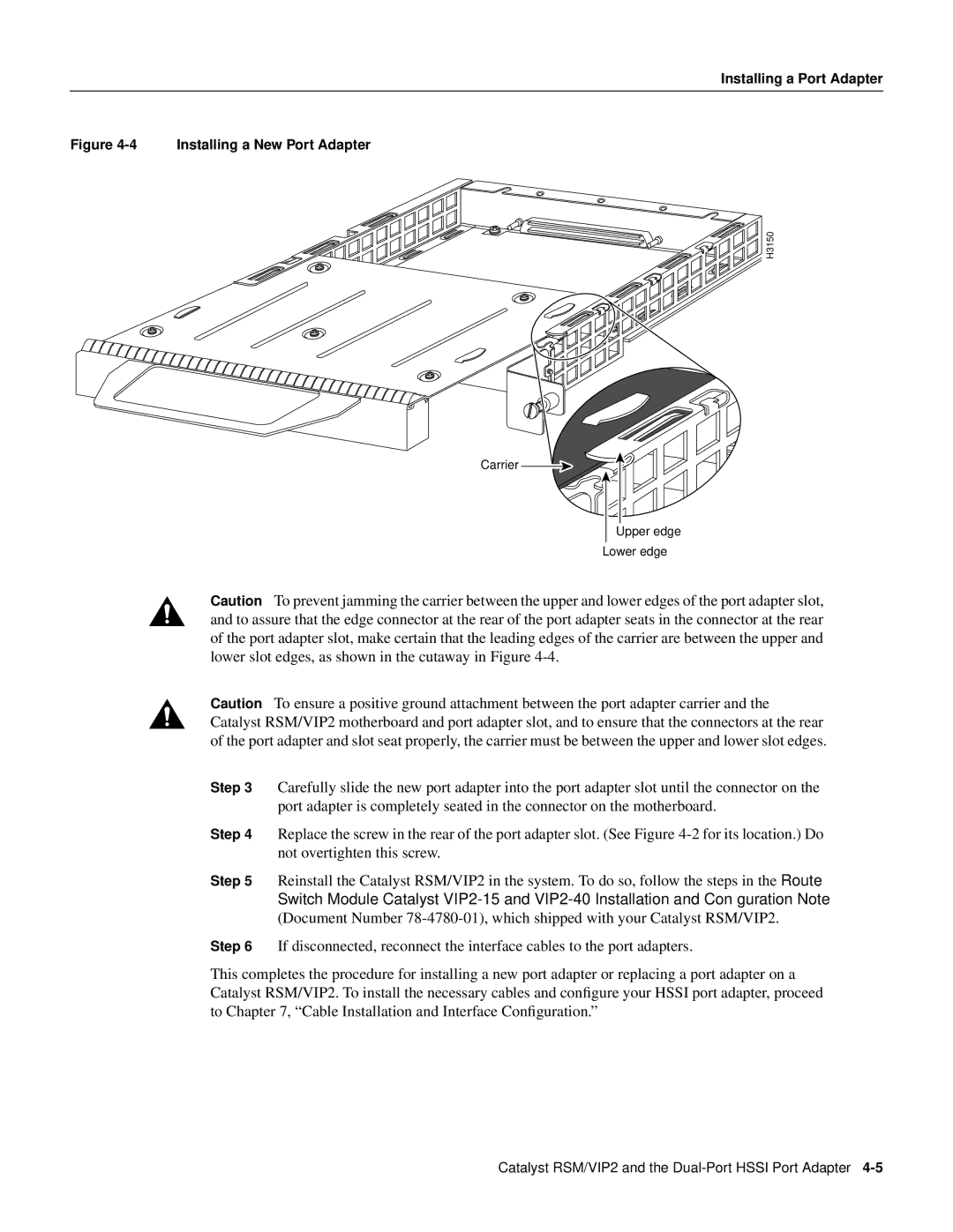 Cisco Systems PA-2H manual Installing a New Port Adapter 