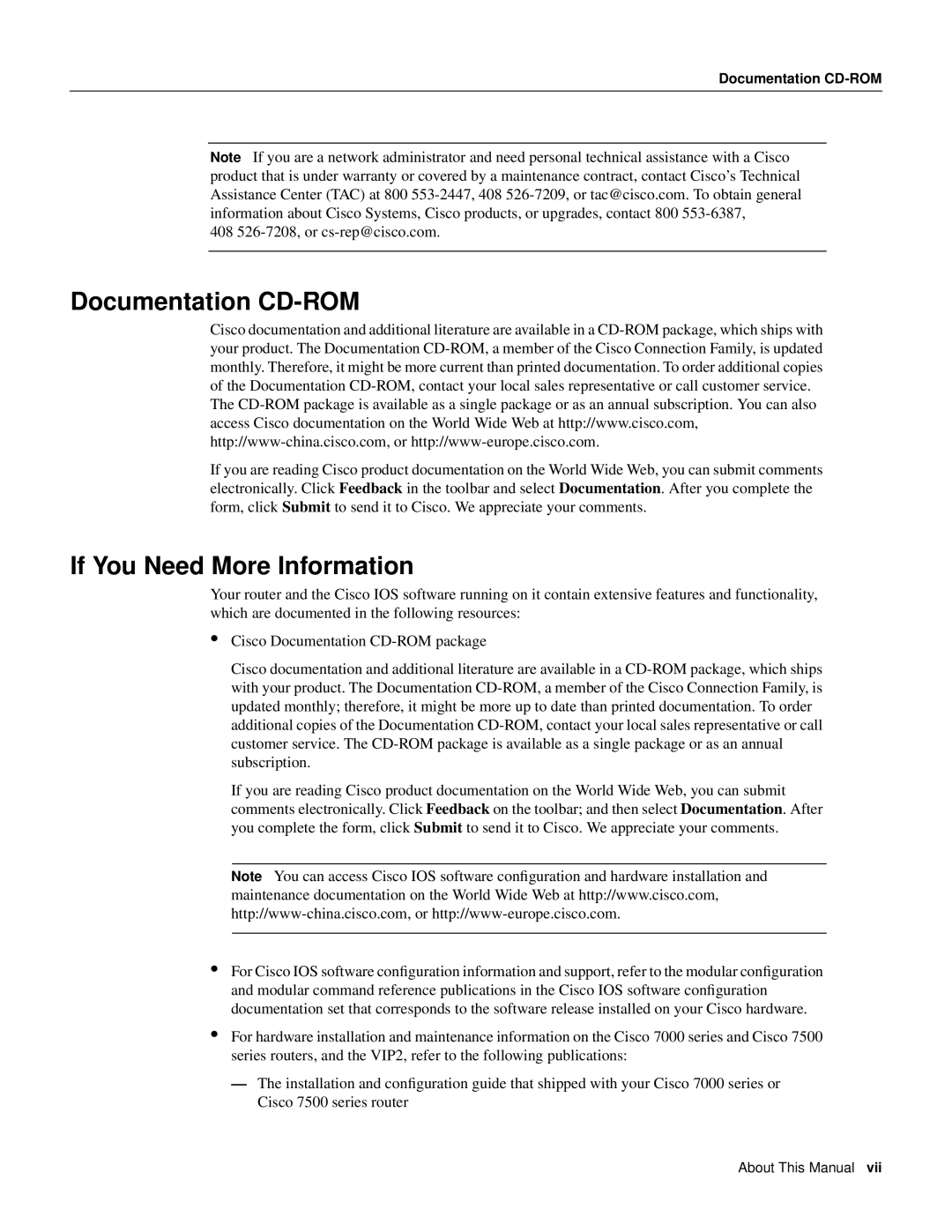 Cisco Systems PA-2H manual Documentation CD-ROM, If You Need More Information 